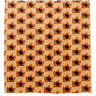 FALL LEAVES THANKSGIVING TURKEY SHOWER CURTAIN