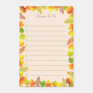 Fall Leaves Things To Do Lined Post-it Notes