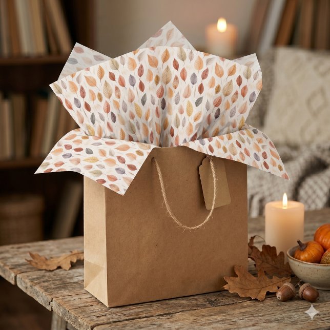 Fall Leaves Tissue Paper in Rust Brown Cream Grey (Creator Uploaded)