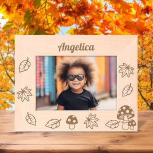 Fall Leaves Toadstool Mushrooms Custom Name 7x5 Etched Frames