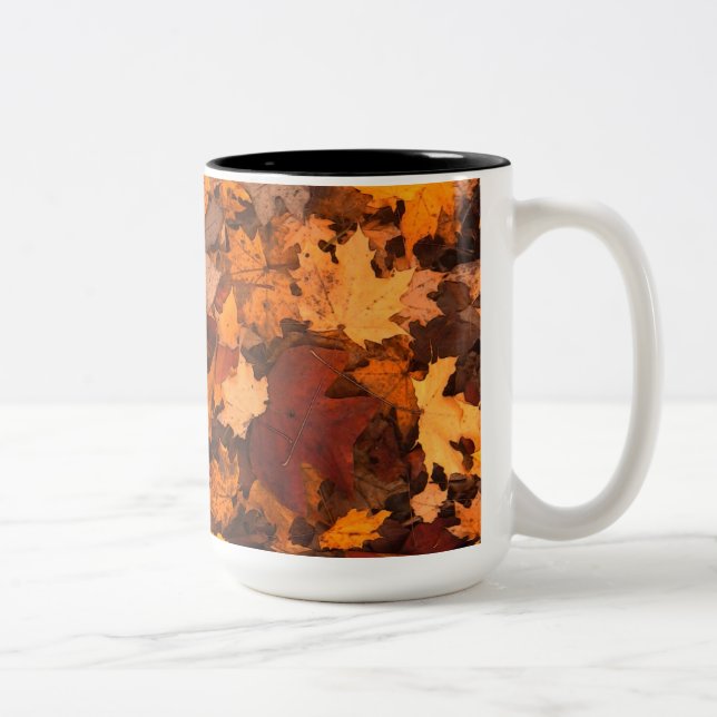 Fall Leaves Two-Tone Coffee Mug (Right)