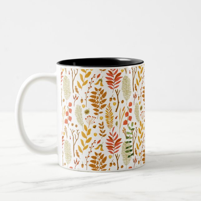 Fall Leaves Two-Tone Coffee Mug (Left)