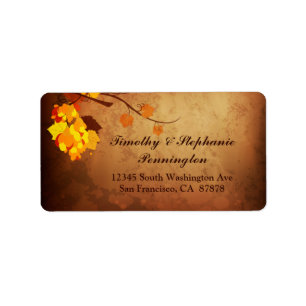Fall leaves vintage distress wedding address label