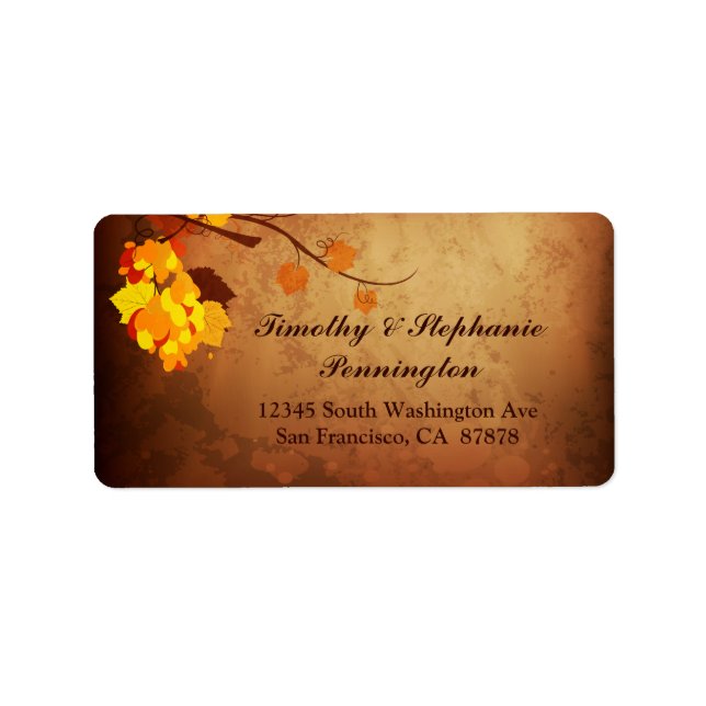 Fall leaves vintage distress wedding address label (Front)