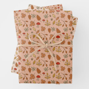 Fall Leaves Warm Background Wrapping Paper Sheet