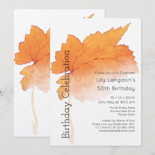Fall Leaves Watercolor Autumn Invitation