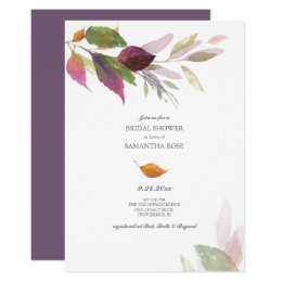 Fall Leaves Watercolor Bridal Shower Invitation