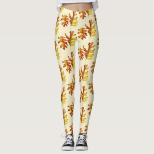 Fall Leaves Watercolor Pattern Leggings