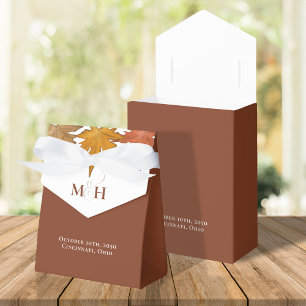 Fall Leaves Watercolor Wedding Favor Custom Favour Box