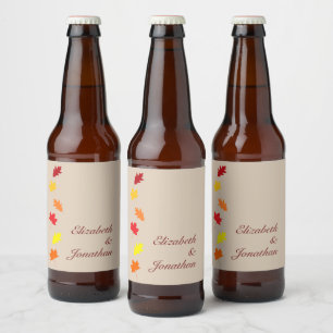 Fall Leaves Wedding Beer Bottle Label