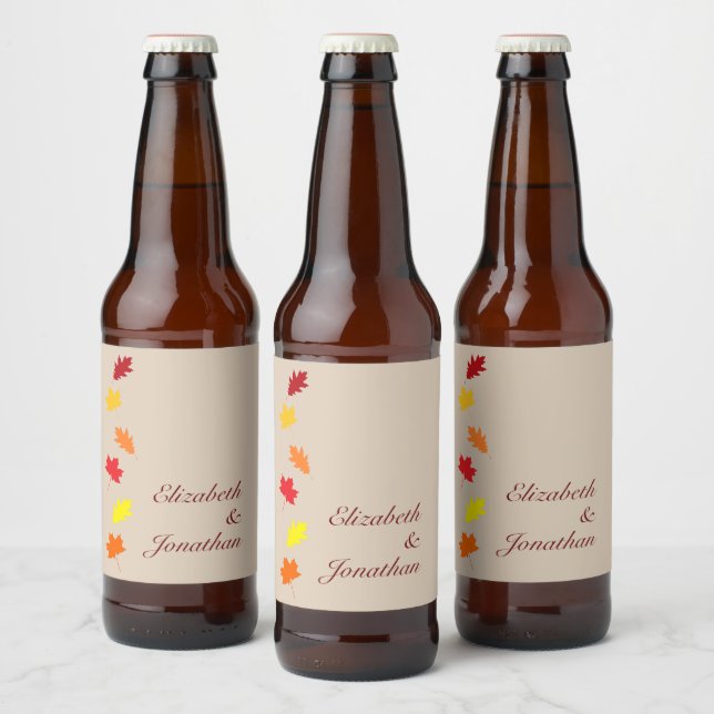 Fall Leaves Wedding Beer Bottle Label (Bottles)