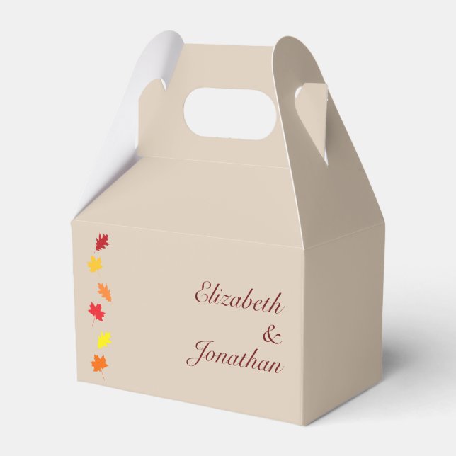 Fall Leaves Wedding Favour Box (Front Side)