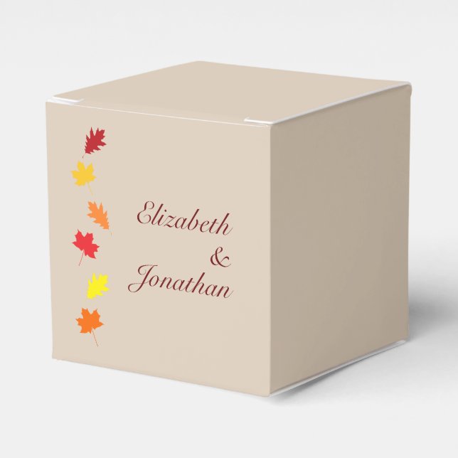 Fall Leaves Wedding Favour Box (Front Side)