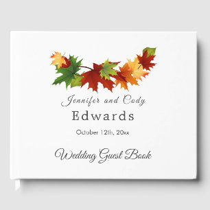 Fall Leaves Wedding Guest Book with PHOTO