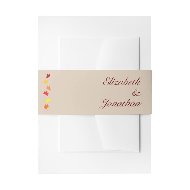 Fall Leaves Wedding Invitation Belly Band (Front Example)