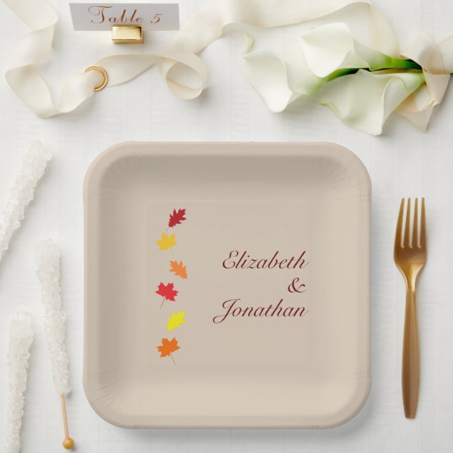 Fall Leaves Wedding Paper Plate (Wedding)
