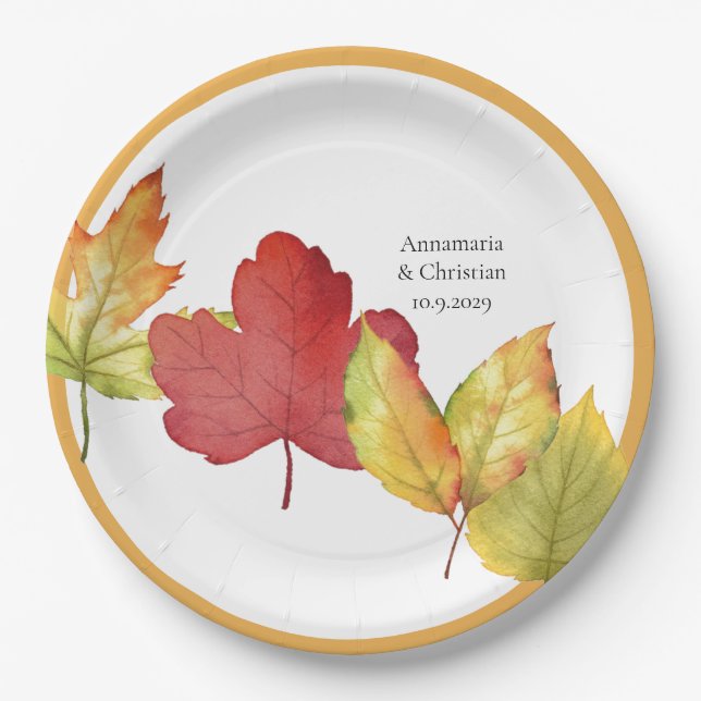 Fall Leaves Wedding  Paper Plate (Front)