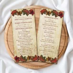 Fall Leaves Wedding Program Rack Card