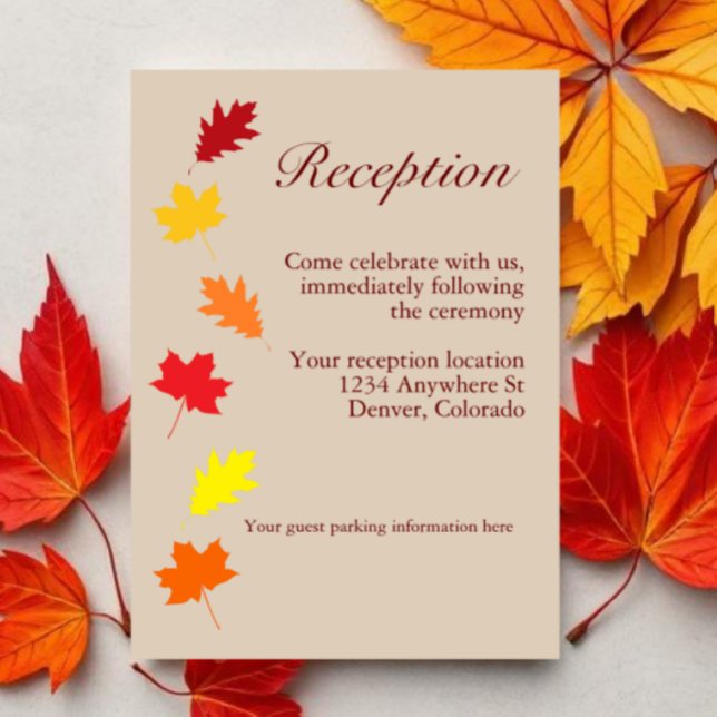 Fall Leaves Wedding Reception Enclosure Card (Creator Uploaded)