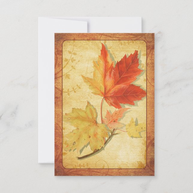 Fall Leaves Wedding Reply Card (RSVP Card) Ver Two (Front)