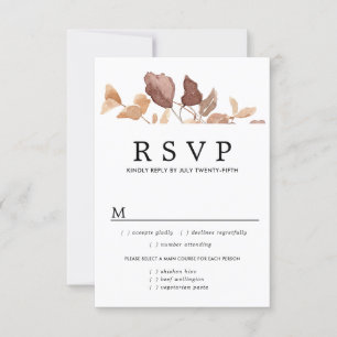 Fall Leaves Wedding RSVP Card, Meal Options Card