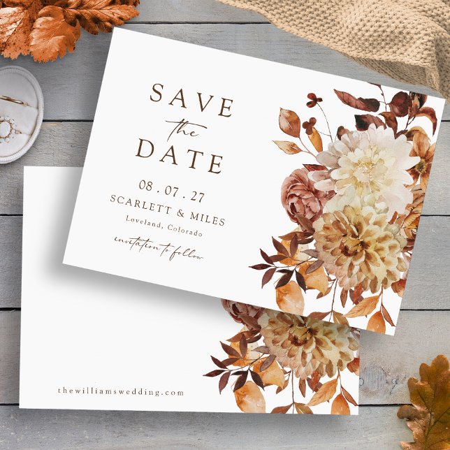 Fall Leaves Wedding Save The Date (Elegant Fall Leaves Wedding Save The Date Invitation by Painted Paperie
)