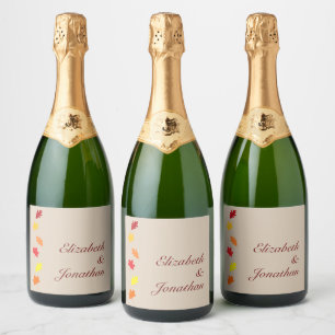 Fall Leaves Wedding Sparkling Wine Label