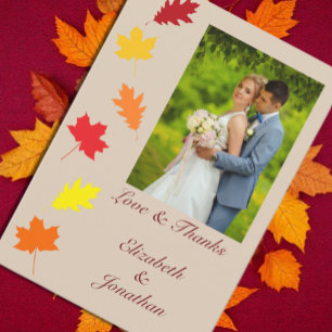 Fall Leaves Wedding Thank You Card