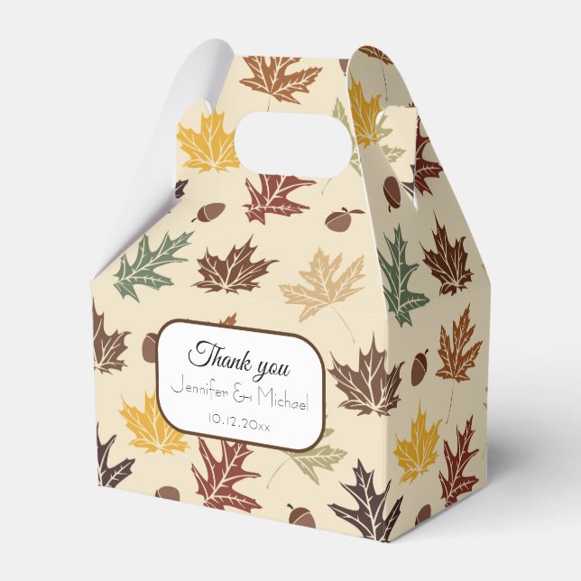 Fall Leaves Wedding Thank Your Custom Text Favour Box (Front Side)