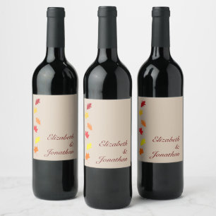 Fall Leaves Wedding Wine Label