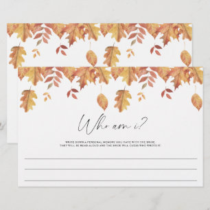 Fall leaves - Who am I bridal shower game Stationery