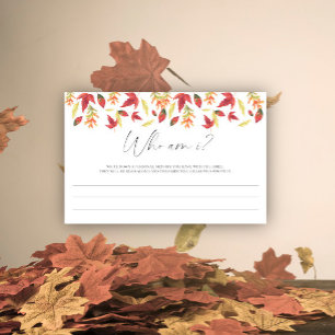 Fall leaves - Who am I bridal shower game Stationery