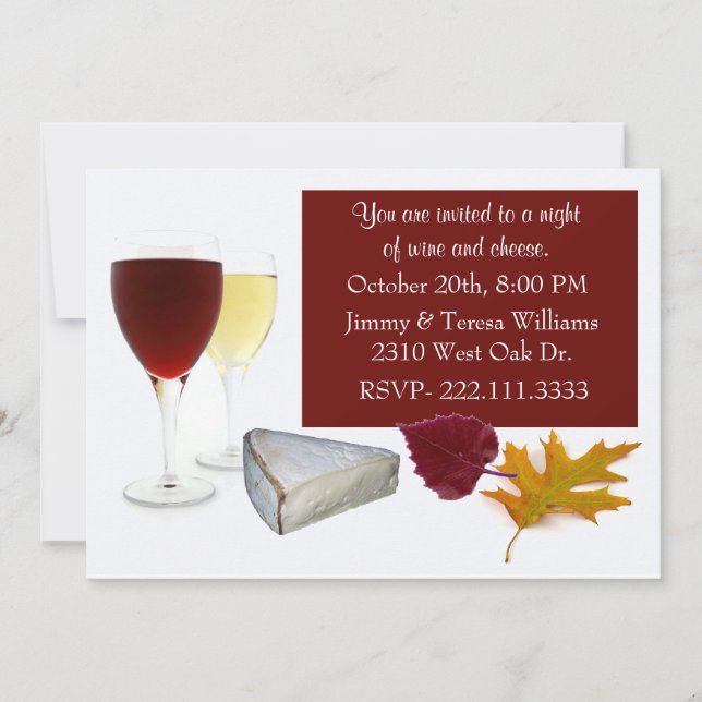 Fall Leaves Wine and Cheese Party Invitation (Front)