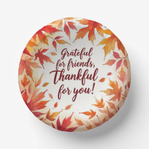 Fall leaves with maple leaves Autumn Paper Plate