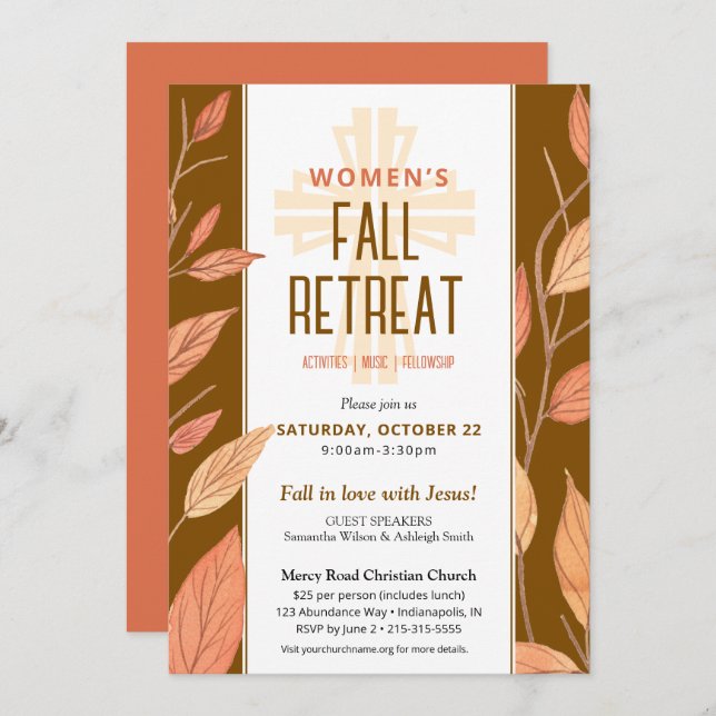 Fall Leaves Women's Church Retreat Invitation (Front/Back)