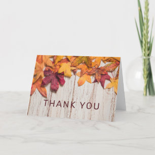 Fall Leaves Wood Thank You Card
