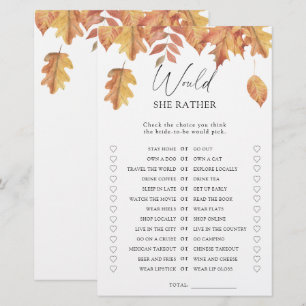 fall leaves - Would she rather bridal shower game