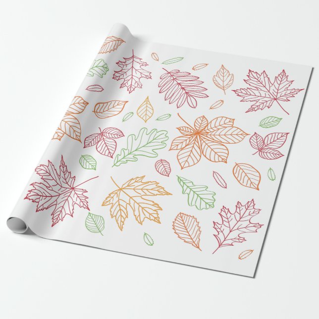 Fall Leaves Wrapping Paper (Unrolled)
