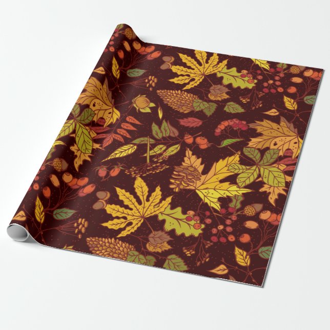 Fall Leaves Wrapping Paper (Unrolled)
