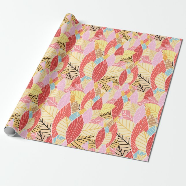 Fall Leaves Wrapping Paper (Unrolled)