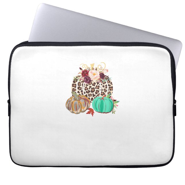 Fall Leopard Cheetah Pumpkin Rustic Halloween Than Laptop Sleeve (Front)