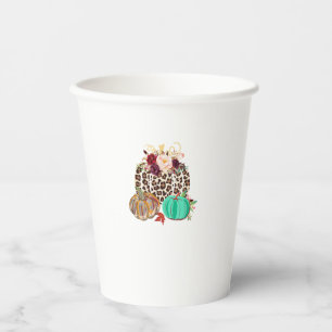 Fall Leopard Cheetah Pumpkin Rustic Halloween Than Paper Cups