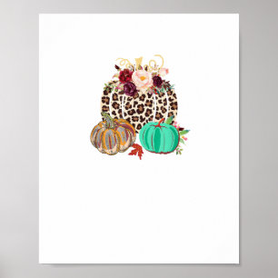 Fall Leopard Cheetah Pumpkin Rustic Halloween Than Poster