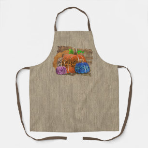 Fall Leopard Print Autumn Pumpkins On Plaid  Apron