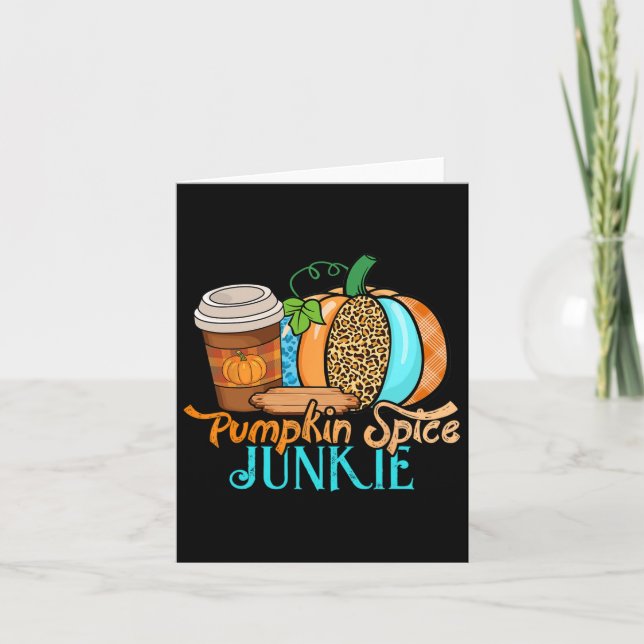 Fall Leopard Pumpkin Spice Junkie Coffee Lovers Th Card (Front)