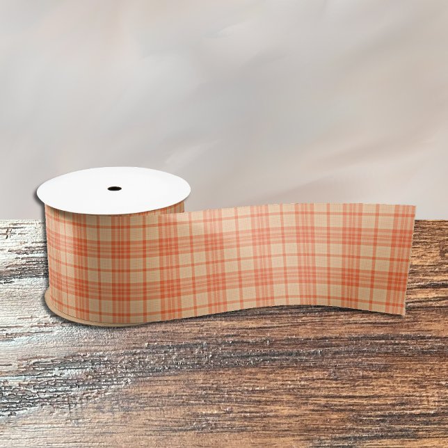 Fall Light Orange Tartan Pattern Ribbon Satin Ribbon (Creator Uploaded)