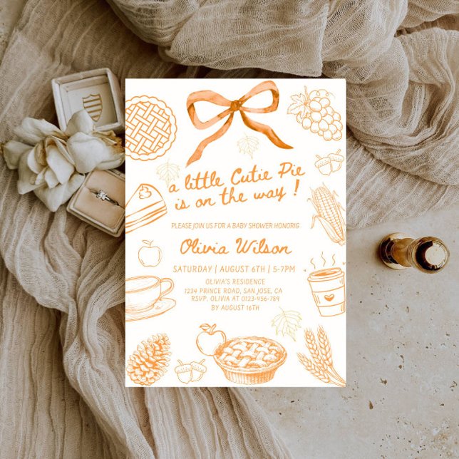 Fall Line Art Baby Shower- Minimalist Autumn Theme Invitation (Creator Uploaded)