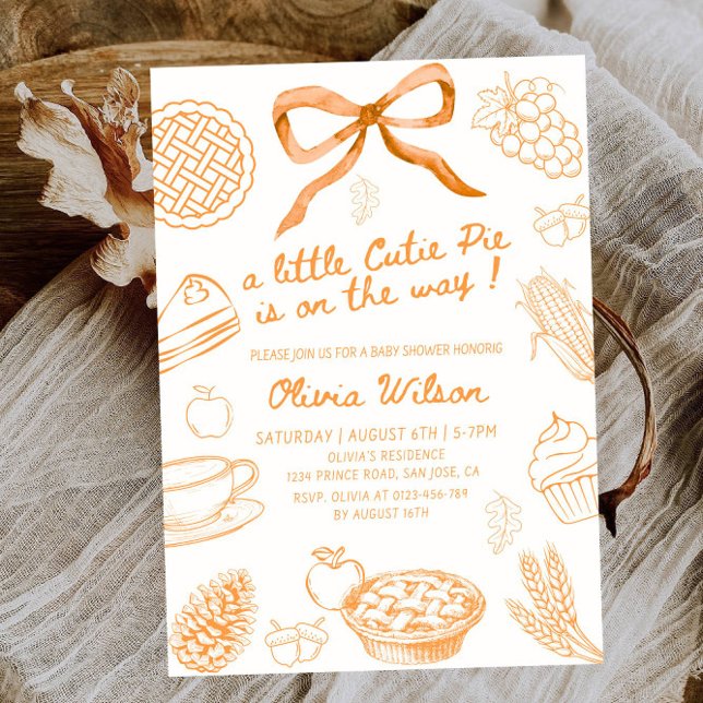Fall Line Art Baby Shower- Minimalist Autumn Theme Invitation (Creator Uploaded)