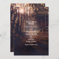Fall Lit Country Road Rustic Wedding Invitations