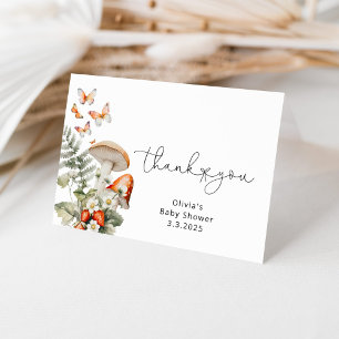 Fall little mushroom baby shower thank you card